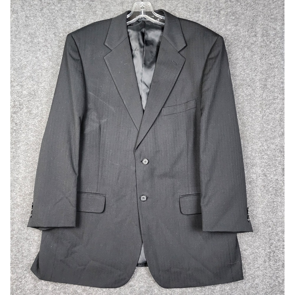 Stanley‎ Blacker 2 Piece Suit Mens 43R 37W Charcoal Grey Herringbone Wool Blend